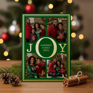 Freude 4 Foto-Collage Grüne Weihnachten Folien Feiertagskarte