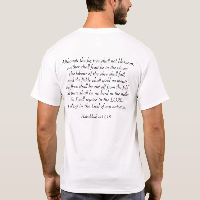 Freude am Herrn - Habakkuk 3:17,18 T-Shirt (Rückseite)