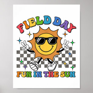 Freude am Tag im sonnigen Groovy Smile Face Schach Poster