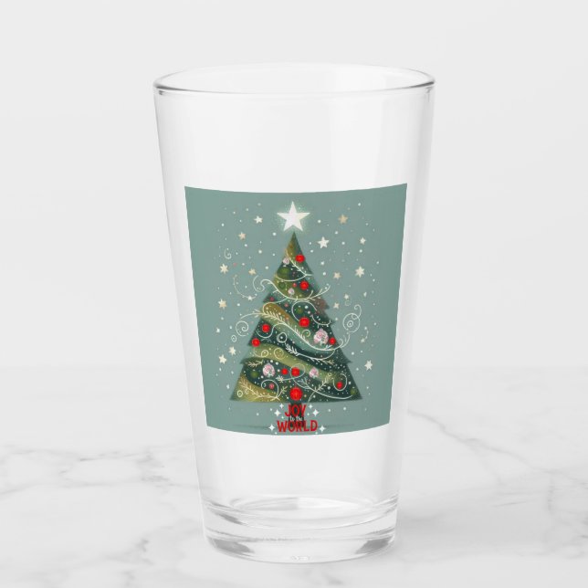 Freude am Weihnachtsbaum der Welt Glas (Vorderseite)