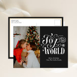 Freude am World Black Calligraphy Foto Modern Feiertagspostkarte<br><div class="desc">Freuen Sie sich auf die World Black Calligraphy Foto Modern Holiday Postcard. Mit dieser festlichen und modernen Urlaubskarte senden Sie Ihren Lieben eine Urlaubskarte. Alle Texte sind so vorbereitet,  dass Sie sie einfach und schnell mit Ihren eigenen Details personalisieren können. Gute Ferien!</div>