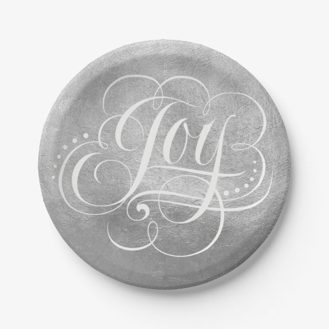 Freude an den Welt Silver Foil Luxury Weihnachts-I Pappteller (Vorderseite)