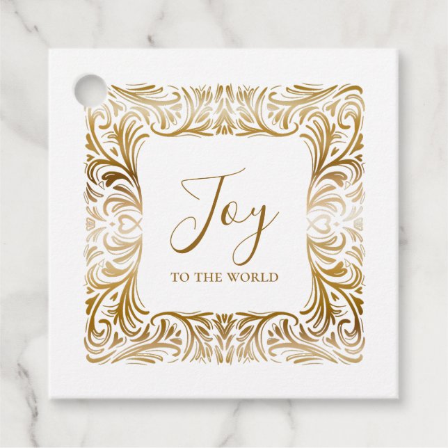 Freude an der Welt Custom Elegant Golden Christmas Geschenkanhänger (Vorderseite)