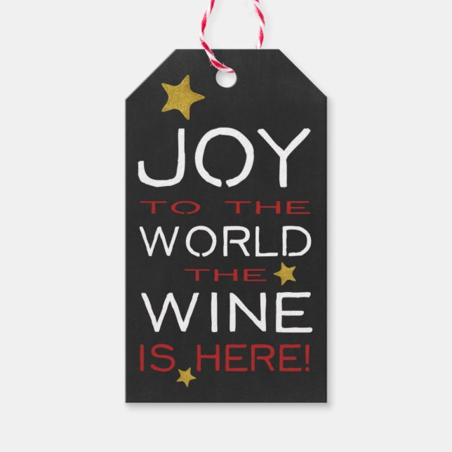 Freude an der Welt der Wein ist hier gewohnt Geschenkanhänger (Vorderseite)