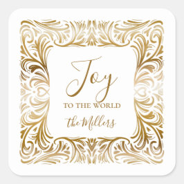 Freude an der Welt Familienname Elegante Weihnacht Quadratischer Aufkleber