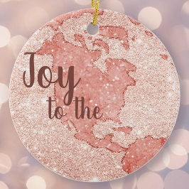 Freude an der Welt Rose Gold Glitzer Rosa Weihnach Keramik Ornament