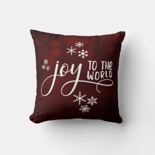 Freude an der Welt-Typografie und Schneeflocken Kissen