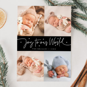 Freude an unserem World Black Multi Foto Birth Ankündigung