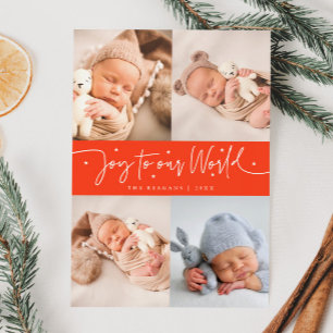 Freude an unserer Welt Red Multi Foto Birth Ankündigung