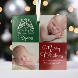 Freude Angel Beautiful Red Green Weihnachten Foto Ornament Aus Glas