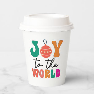 Freude Auf Der Welt Farbige Weihnachtstypografie Pappbecher