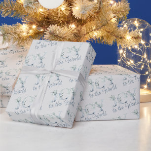 Freude auf die Welt Typografisches Wintergrün Geschenkpapier