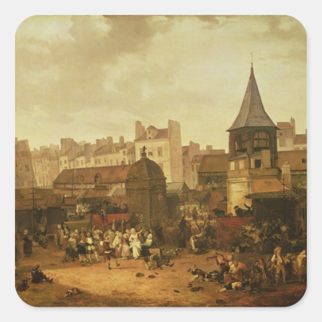 Freude bei Les Halles Quadratischer Aufkleber (Vorderseite)