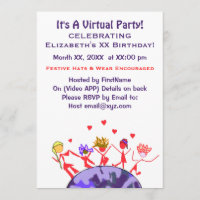 Freude beim virtuellen Party