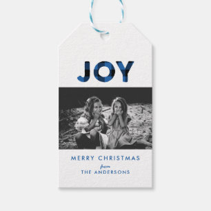 Freude Blau Buffalo Karierter Weihnachts-Foto-Gesc Geschenkanhänger