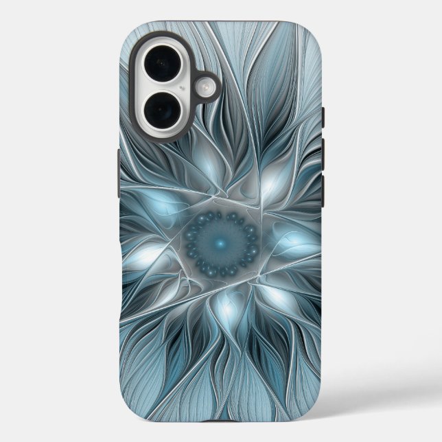 Freude Blume Abstrakt Blue Gray Fraktal Case-Mate iPhone Hülle (Rückseite)