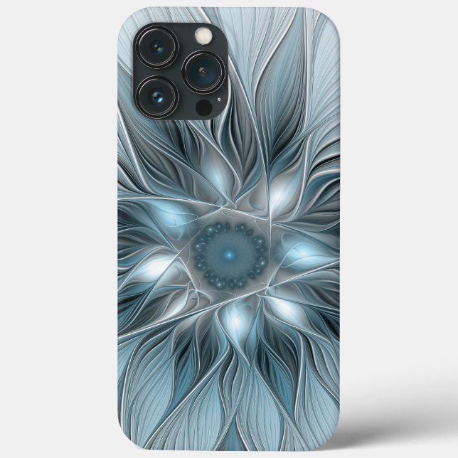 Freude Blume Abstrakt Blue Gray Fraktal Case-Mate iPhone Hülle (Rückseite)