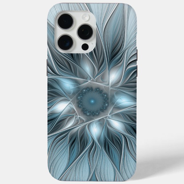 Freude Blume Abstrakt Blue Gray Fraktal Case-Mate iPhone Hülle (Rückseite)