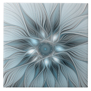 Freude Blume Abstrakt Blue Gray Fraktal Fliese