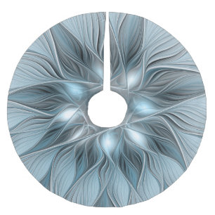 Freude Blume Abstrakt Blue Gray Fraktal Polyester Weihnachtsbaumdecke