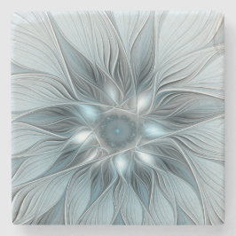 Freude Blume Abstrakt Blue Gray Fraktal Steinuntersetzer