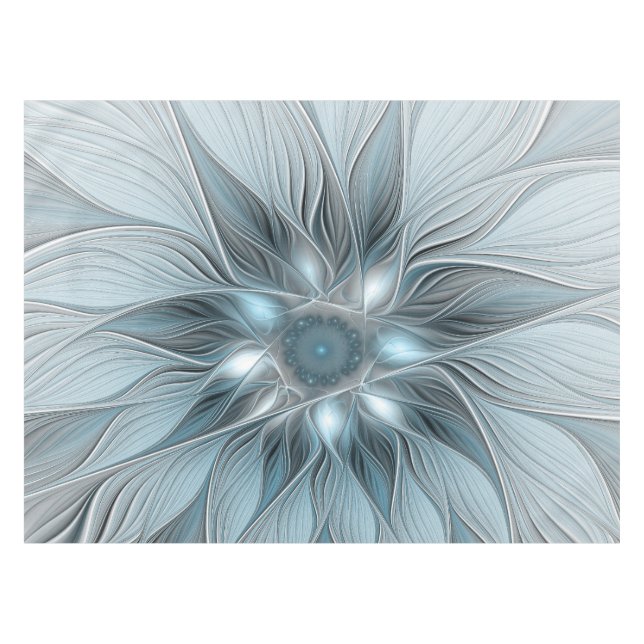 Freude Blume Abstrakt Blue Gray Fraktal Tischdecke (Vorderseite (Horizontal))