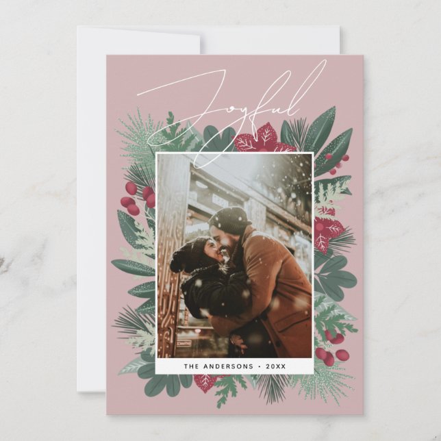 Freude. Botanisches Foto im Winter Feiertagskarte (Vorderseite)