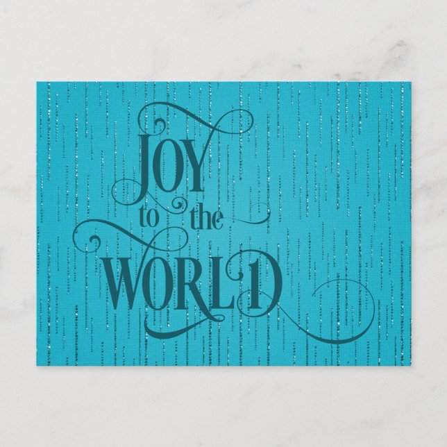 FREUDE DER WELT Dunkles Teal-Script-Weihnachten  Postkarte (Vorderseite)