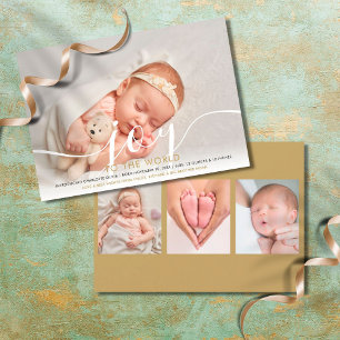 Freude der Welt Feiertags-Neugeborenes-Baby-4-Foto Feiertagskarte