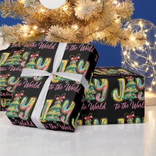 Freude Der Welt Neon-Weihnachtsbaum Pinselstrich  Geschenkpapier