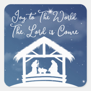 Freude der Welt Religiöses Weihnachtsnativität Quadratischer Aufkleber
