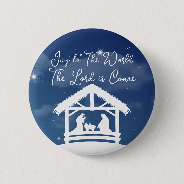 Freude der Welt Religiöses Weihnachtsnativitätssze Button (Vorderseite)