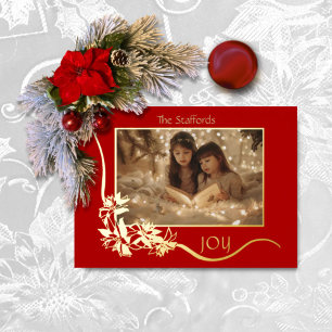 Freude der Welt rote Poinsettien-Weihnachtskarte Folieneinladung