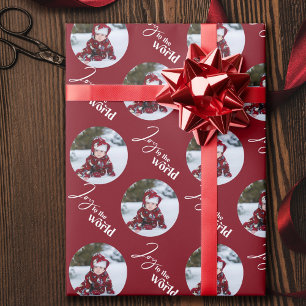 Freude der Welt Schrift Typography Rund Foto Rot Geschenkpapier