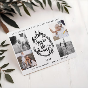 Freude der Welt   Schwarzer Kiefernbaum Mehrfachfo Feiertagskarte