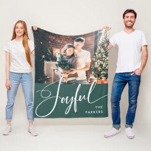 Freude Elegante Schrift und Foto Weihnachten Fleecedecke
