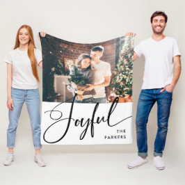 Freude | Elegante Schrift und Foto Weihnachten Fleecedecke