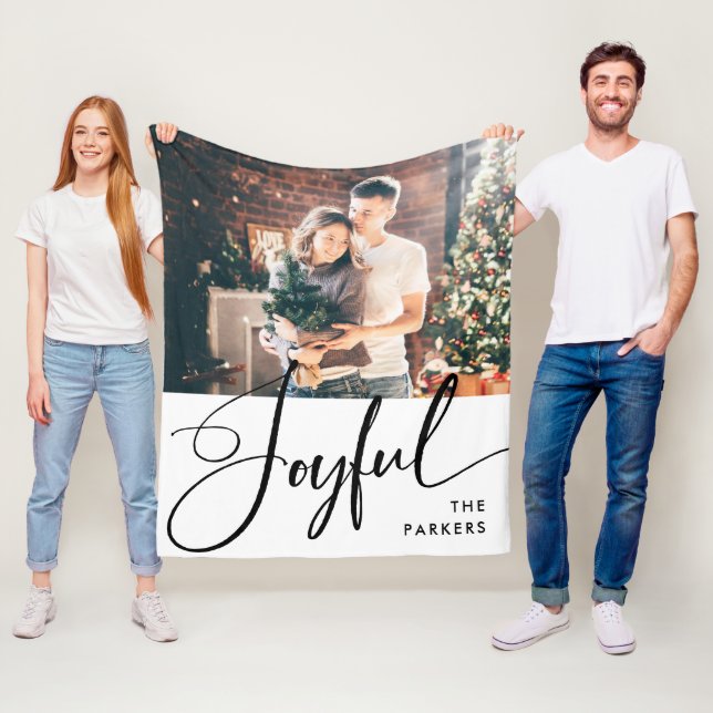 Freude | Elegante Schrift und Foto Weihnachten Fleecedecke (Beispiel)