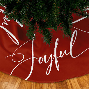 Freude   Elegante Script Christmas Red Polyester Weihnachtsbaumdecke