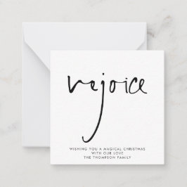 Freude Elegante Script Schwarz-weiß Weihnachten Mitteilungskarte