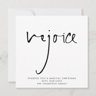 Freude Elegante Script Schwarz-weiß Weihnachten Mitteilungskarte