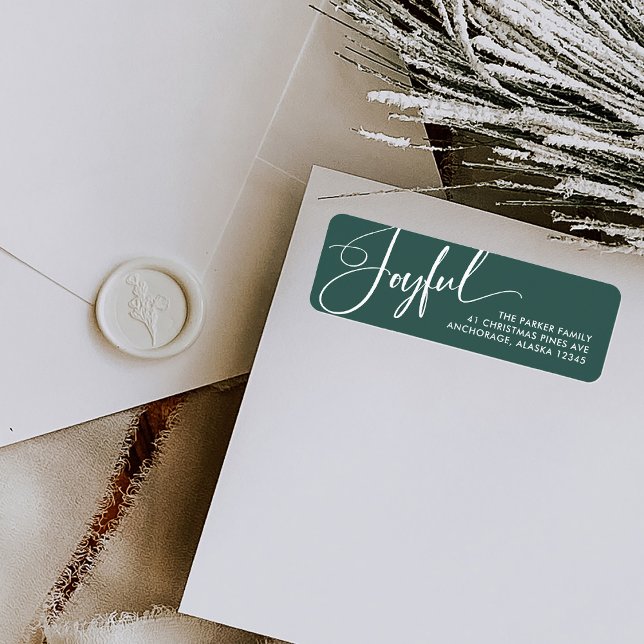 Freude | Elegantes Script Christmas Green (Elegant Christmas return address labels with modern calligraphy)