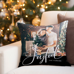 Freude   Elegantes Script und Foto Weihnachten Sch Kissen