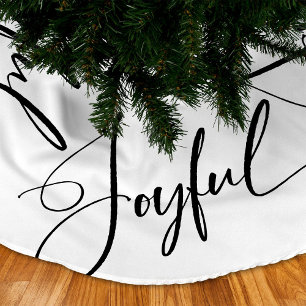 Freude   Elegantes Script Weihnachten Schwarz und  Polyester Weihnachtsbaumdecke