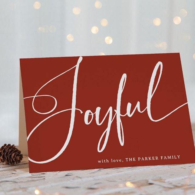 Freude | Elegantes Skript auf Rot Feiertagskarte (A festive Christmas card with elegant calligraphy)