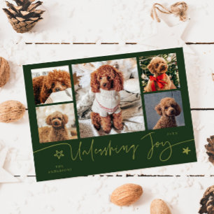Freude entfalten Grüner Hund Multi-Foto  Feiertagskarte