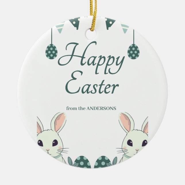 "Freude & Feiern: Osterwünsche für Sie" Keramik Ornament (Vorne)