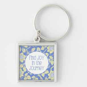 Freude finden in der JOurneY Typografie blau gelb Schlüsselanhänger