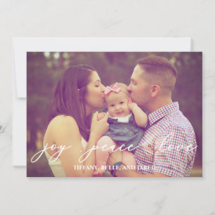 Freude Frieden Liebe Moderne Schrift Familienfoto Feiertagskarte