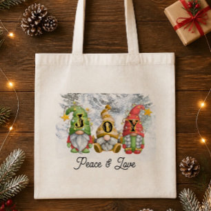 Freude, Frieden und Liebe Weihnachts-Gnom Tragetasche